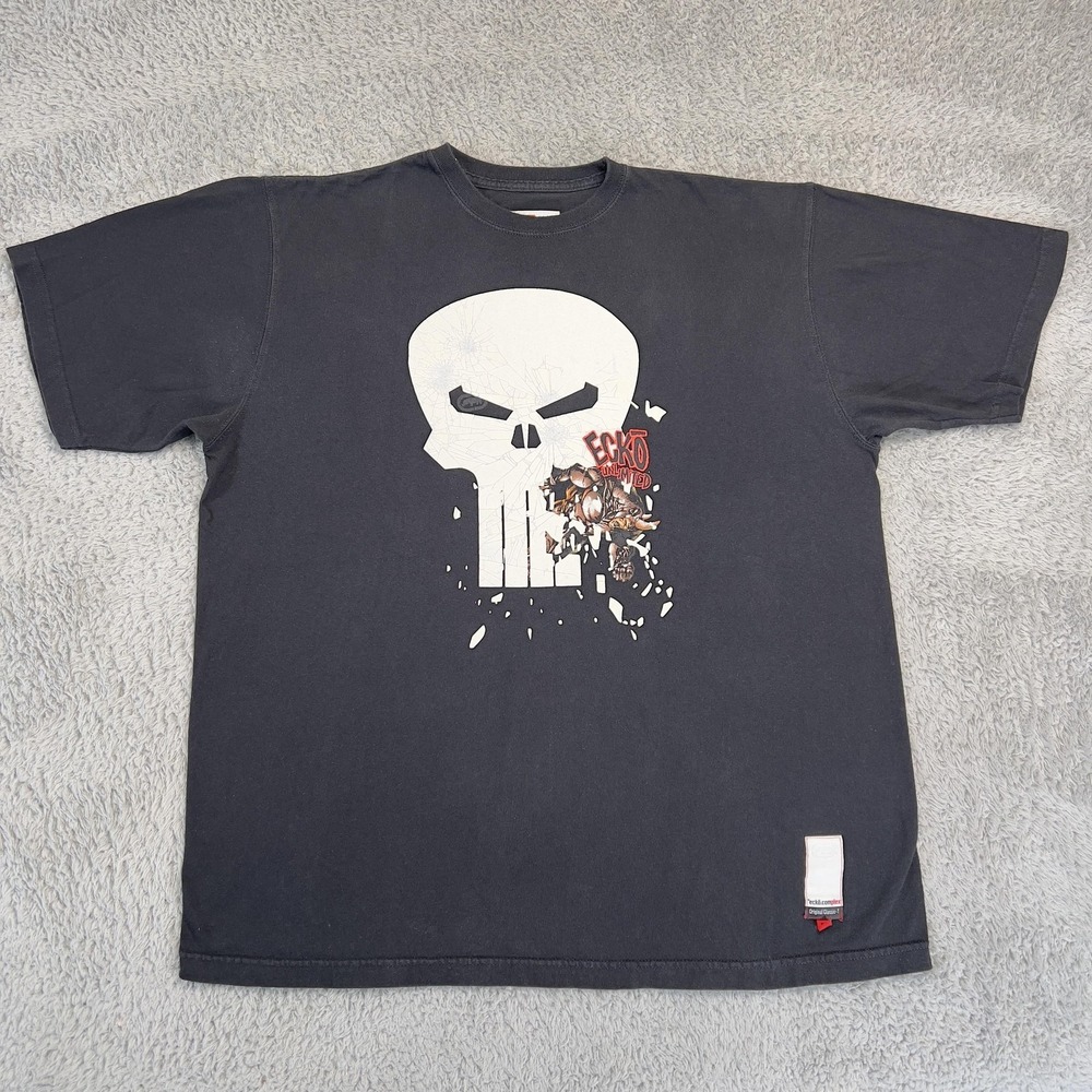 Vintage Ecko Unltd Marvel The Punisher Shirt Mens XL Black Y2K Graphic Tee Skate